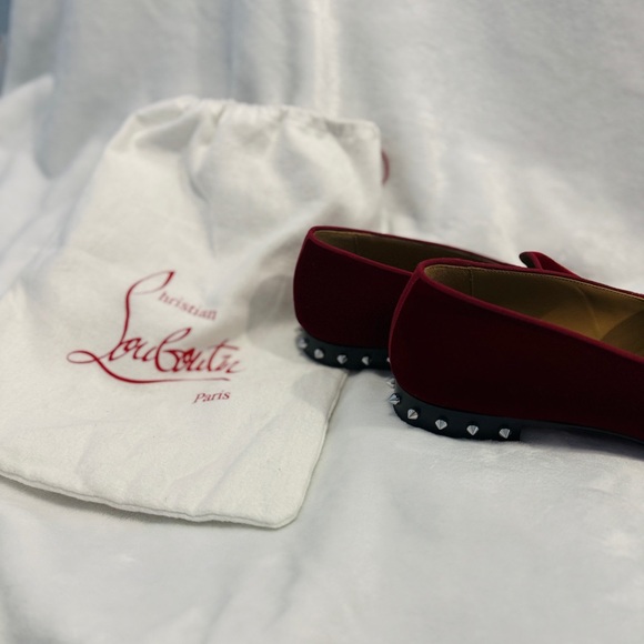 Christian Louboutin Red Velvet Loafers 46.5eu 13.5us - Picture 5 of 6